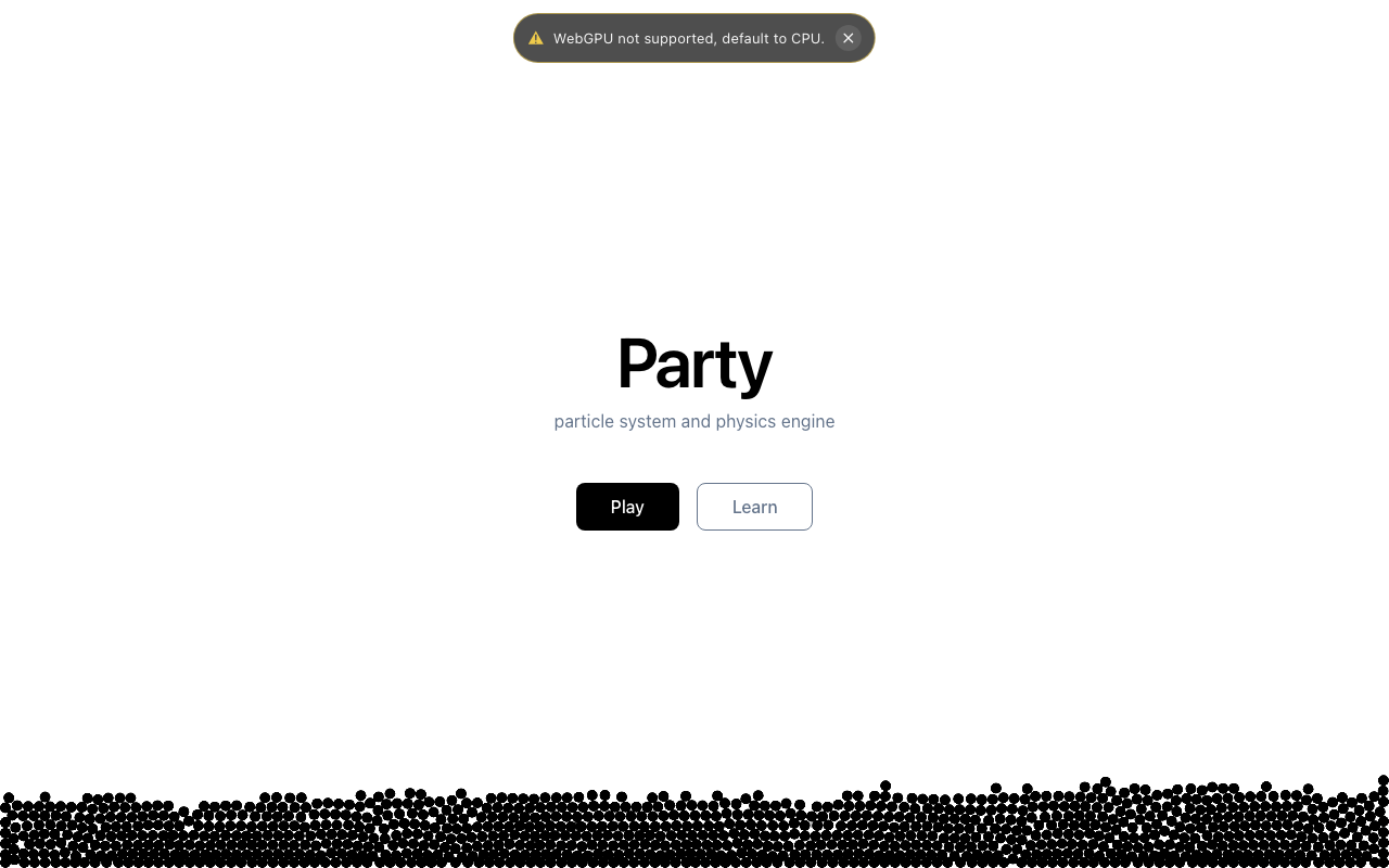 Party - Particle system and physics engine